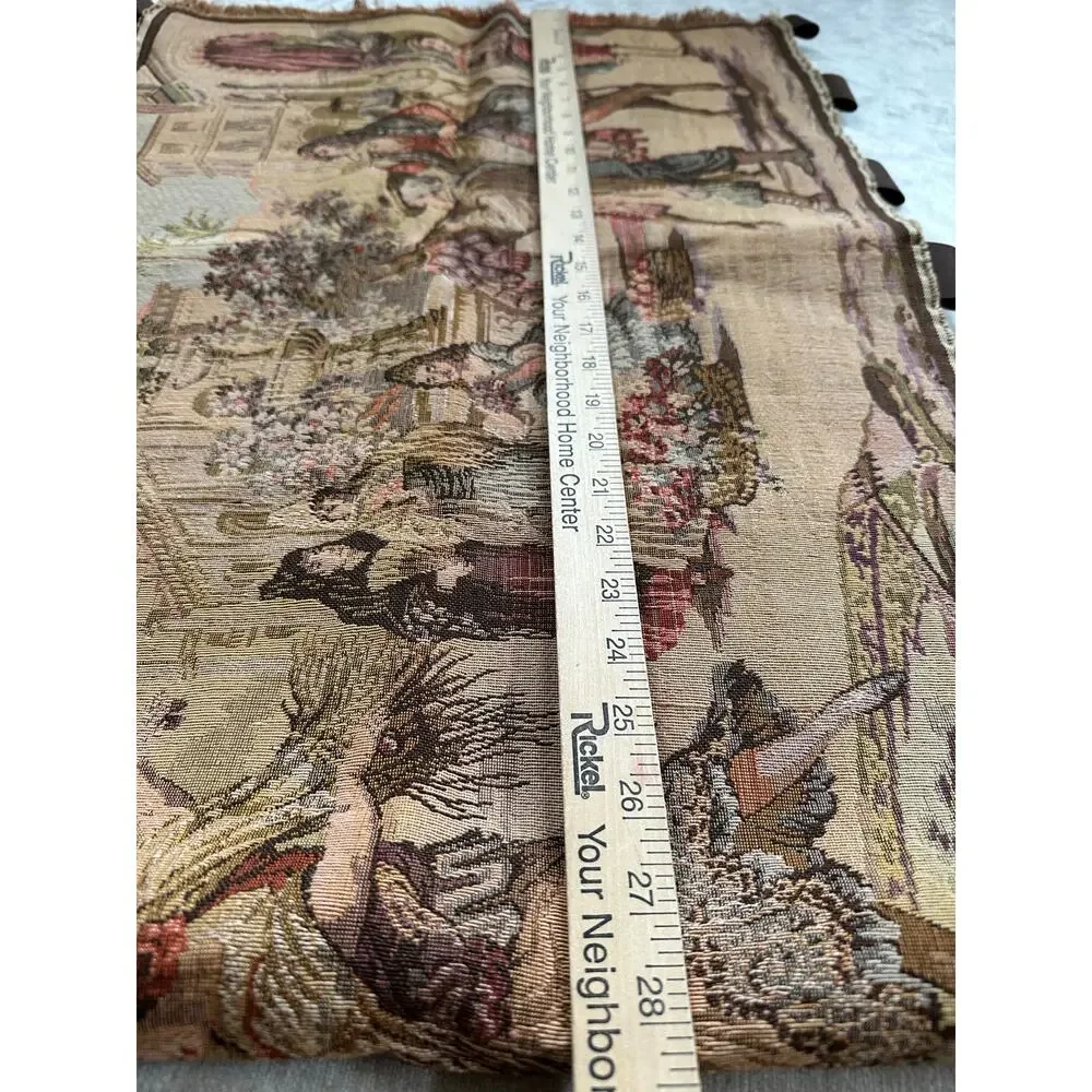 Vintage tapestry Spanish Woven Wall Art Made in Belgium Market Scene 57x20”